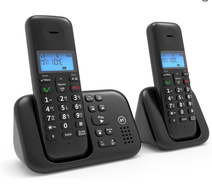 BT 3960 Cordless Landline House Phone, Home Phone, Nuisance Call Blocker, Do Not Disturb button, Answer Machine, Twin Handset Pack